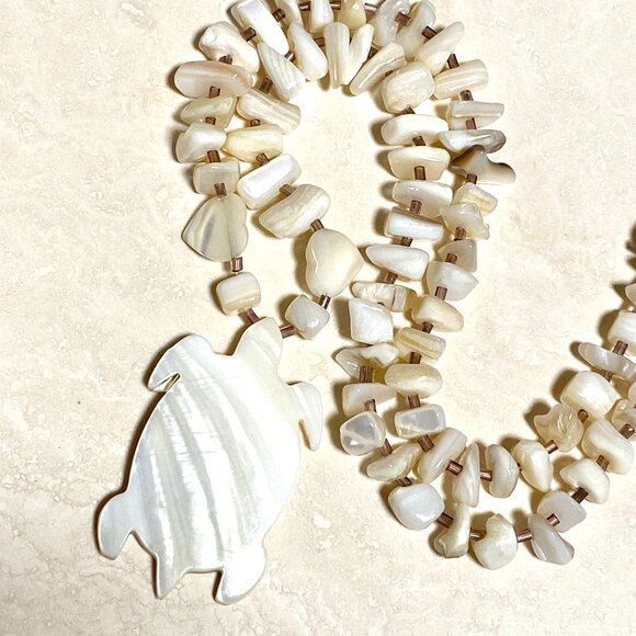 Jewelry - Bohemian Natural Shell Turtle Pendant Necklace, Beaded Necklace